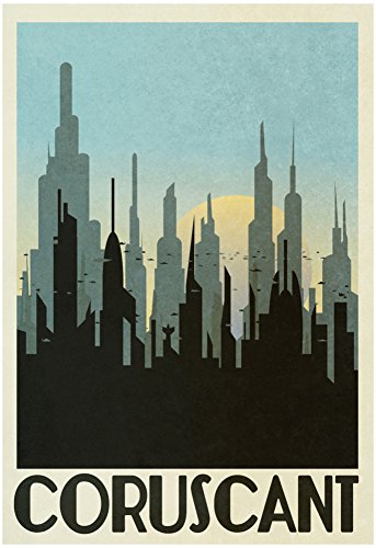 Coruscant Retro Travel Poster 13 x 19in