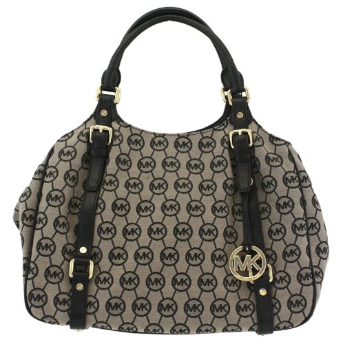 Michael Kors Bedford Large East West Logo Tote Beige Black