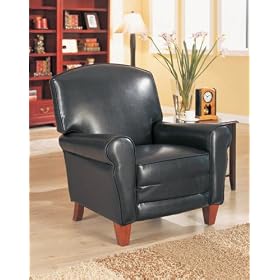Black Leather Like Club Chairs in Black Finish