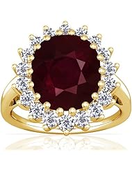 18K Yellow Gold Cushion Cut Ruby Ring With Sidestones (GIA Certificate)