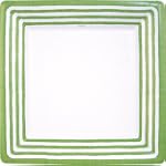 Caspari Stripe Border Paper Dinner Plates, 8-Count, Green