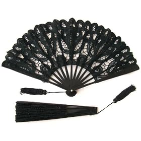 Lace Fan - Black Handmade Ladies Lace Fan