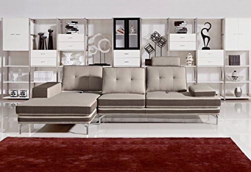 Divani Casa Feldspar Modern Beige and Brown Fabric Sectional Sofa