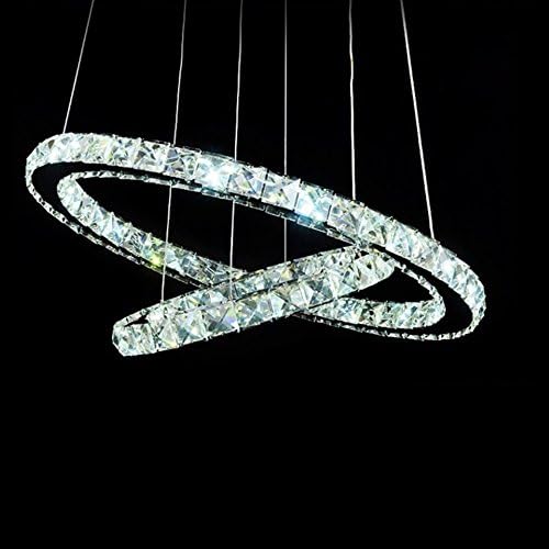 Luxury Crystal LED Pendant Light with Unique Two Rings D2040cm Home Ceiling Light Fixture Pendant Light Chandeliers Lighting Ac 100 to 240v