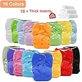 iZiv新生児16厚いおむつ付きオーガニック幼児防水/調整/再利用可能/洗えるポケット布おむつのフィット赤ちゃん0.5-3歳（カラー 7）