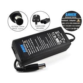 Anker® Golden Notebook Laptop AC Adapter Charger for Dell Inspiron 12 13 14 6000 6400 8500 9200 9300 1010 1525 1750; Latitude X1 X300 D-500 D500 D600 D610 D620 D630 E6400 E6410; XPS 13 16 140; Vostro 1000 1200 1400 1500; Studio 1536 1555 1558;fits DA13 PA-12 PA-17 PA12 PA17 Power Supply with UK Mains Lead [19.5V 3.34A 65W 7.4*5.0mm central-pin][18-month Warranty]
