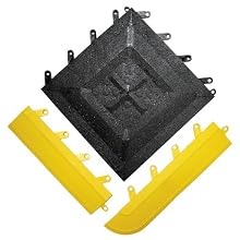 Wearwell PVC 543 FIT Functional Interlocking Anti-Fatigue Gritted Tile, Solid, for Wet Areas, 12" Width x 12" Length x 5/8" Thickness, Black (Pack of 20)
