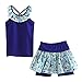 LittleSpring Girls Summer Outfits 5T for Little Girl Tank Tops and Shorts Set Casual Floral Cute Fashion 2 Piece Outfit Blue
