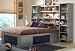 Universal Storage Platform Bed With Bookcase And Storage, SILVER/NAVY, TWIN