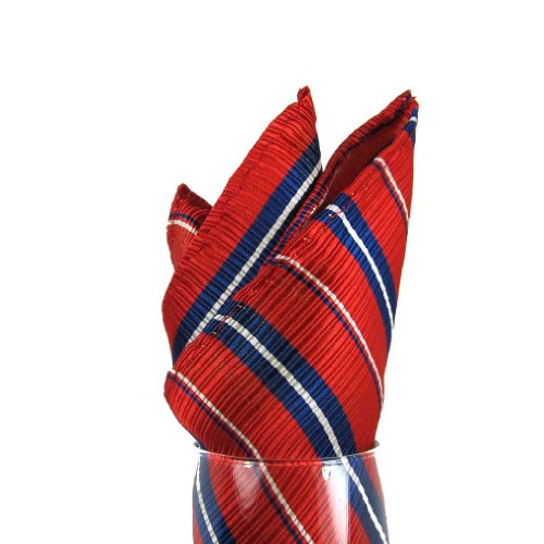 Men's - Red - Navy - Woven Silk Pocket Square