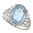 14K White Gold Sky Blue Topaz and Diamond Ring