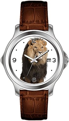 Electric Man's Unique Design Multi-Colored Romam Numerals Brown Leather Strap Watch style 816