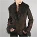 Women's Belted Shearling Coat with Mongolian Fur Trim