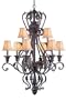 Two-Tier Hand-Painted Chandelier 46"hx38"w Dark Rust