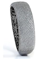 Sterling Silver & Cz Black Rhodium Plated Bangle