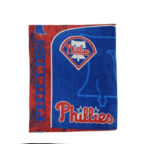 MLB Philadelphia Phillies Super Soft Plush Thermal Blanket / Fleece Couch Throw - Blue & Red