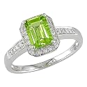 10K White Gold 1/8 ctw Diamond (H-I, I1-I2) and Peridot Ring