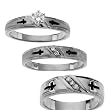 14K White Gold Wedding Set and Man's Wedding Band - 0.23 Ct.
