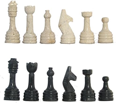 Arriza Black & Boticino Rustic Style Marble Chess Pieces