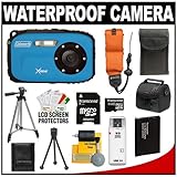 Coleman Xtreme C5WP Shock & Waterproof Digital Camera (Blue) with 8GB Card + Battery + Floating Strap + (2) Cases + Tripod + Accessory Kit