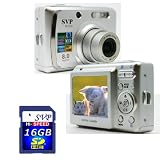 SVP DC-836-Silver 8MP 3x Optical Zoom 2.4 LCD Digital Camera (Free-16GB SDHC Memory Card)