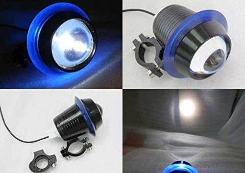 Black 20W CREE U2 LED Spot Work Driving Fog Light w/ Blue Angle Eye Harley BMW Spot Work Driving Fog Light Motorcycle Car ATV Truck Jeep Boat