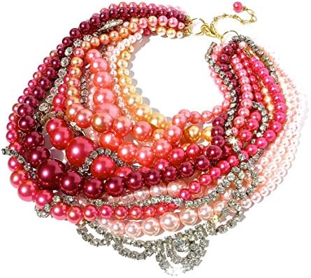 Multi-Strand Pearl and Vintage Rhinestone Necklace