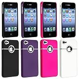 4 - Pack Snap-on Rubberized Cases / Skins / Covers compatible with iPhone® 4 / 4S - Purple, White, Hot Pink, Black