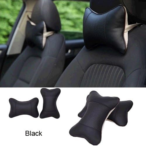Breathable PU Leather Car Auto Neck Pillow Protector Head Rest Cushion 2pcs/lot (Black)