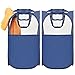 MaidMAX Pop-up Laundry Hamper, 2-Pack Foldable Mesh Sorter Bag Basket with Reinforced Carry Handles, Blue