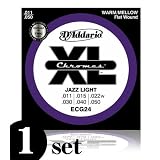 D'Addario Flat Wound Jazz Light GAUGE ECG24/フラットワウンド エレキ弦 お試し１セット