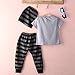 Canis Baby Boys Short Sleeve Love Heart T-Shirt and Striped Pants Outfit with Hat (80(12-18M), Grey)