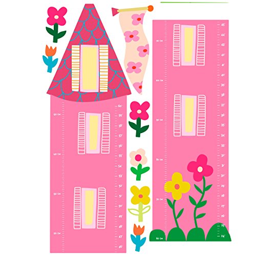 Wallies Peel & Stick Vinyl Wall Decals, Princess Growth Chart Wall Sticker, Includes 1 Tower, 7 Tulips and Accessory Stickers