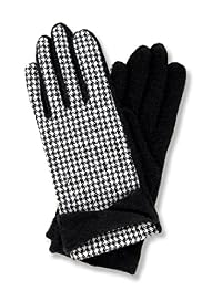Houndstooth Print Gloves with Wool
