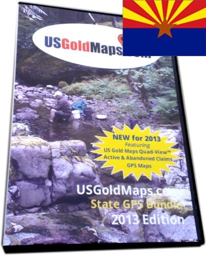 Arizona **GPS** Active &amp; Abandoned Gold Claims + Federal USGM Quad-View Gold Sites Maps Bundle - 2013 Edition - (for Garmin BaseCamp &amp; Garmin nuvi compatible GPS Devices)