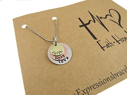 Faith Hope Love Hand Stamped Scripture Necklace