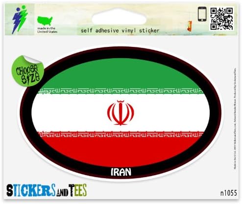 Iran Euro Flag Oval Car Sticker Indoor Outdoor 5" x 3"