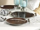 Algarve Aluminum Oval Platter w/Coco Wood Handle by Zodax