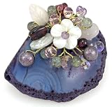 Handmade Amethyst Blue Agate Quartz Mother Of Pearl MOP Indian Pink SWAROVSKI CRYSTALS Fashion Brooch & Pins