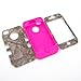 JUSTING@Triple Layer Hybrid Real Tree Camo Hybrid Hard Case Cover for iPhone 5/5S (hot pink)