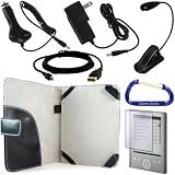 Buy Bundle Combo Kit: Faux Black Leather Case, eBook Light, USB Data Charging Cable, Car Charger, Wall...