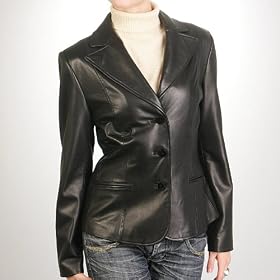 Buy BGSD Ladies Heritage Three-Button New Zealand Lambskin Leather Blazer Coat by Luxury Lane