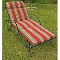 Single Chaise Lounge Cushion Fabric: Black/Green Floral