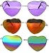 3 Pack Heart Shaped Gold Metal Frame Aviator Mirrored Lens Sunglasses Blue Red Blue-Green