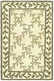 2' x 3' Rectangular Safavieh EZC430B-2 Ivory/Sage Color Hand Hooked Chinese Durarug Collection Rug