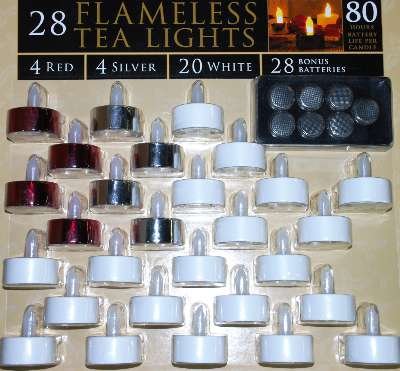 Flameless LED Tea Lights (28 pack) Lithium Battery