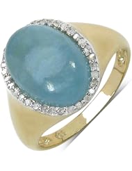 7.53 Carat Genuine Milky Aquamarine and 0.17 ct. t.w. Carat Genuine Diamond Accents 14k Gold Plated Silver Ring