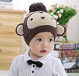 【Petit Cadeau】 お猿さん ニット帽 かわいい 暖か帽子 子ども用 防寒グッズ Mサイズ 年賀状 の 家族写真 や プレゼントにも♪ 《Mサイズ》