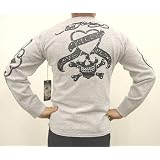 Ed Hardy Cashmere Wool Leather Metal Studs Skull Love Kills Sweater Large Christian Audigier at Ed Hardy