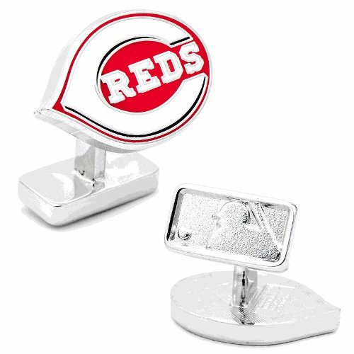 MLB Baseball Palladium Cincinnati Reds Cufflinks Cuff Links Fixed back closure with MLB logo